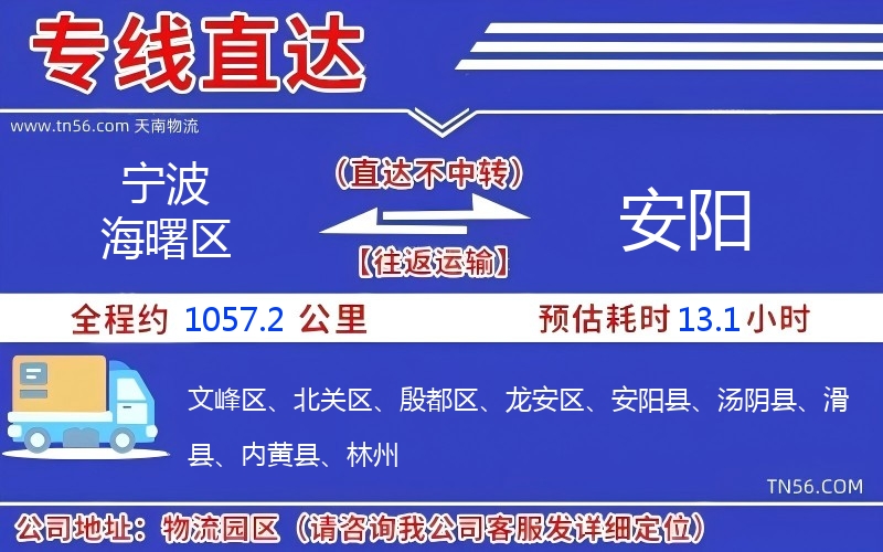 寧波海曙區(qū)到安陽物流公司 寧波海曙區(qū)到安陽物流公司