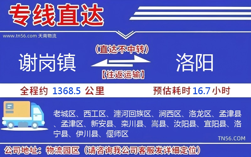 謝崗鎮(zhèn)到洛陽(yáng)物流公司 謝崗鎮(zhèn)到洛陽(yáng)物流公司